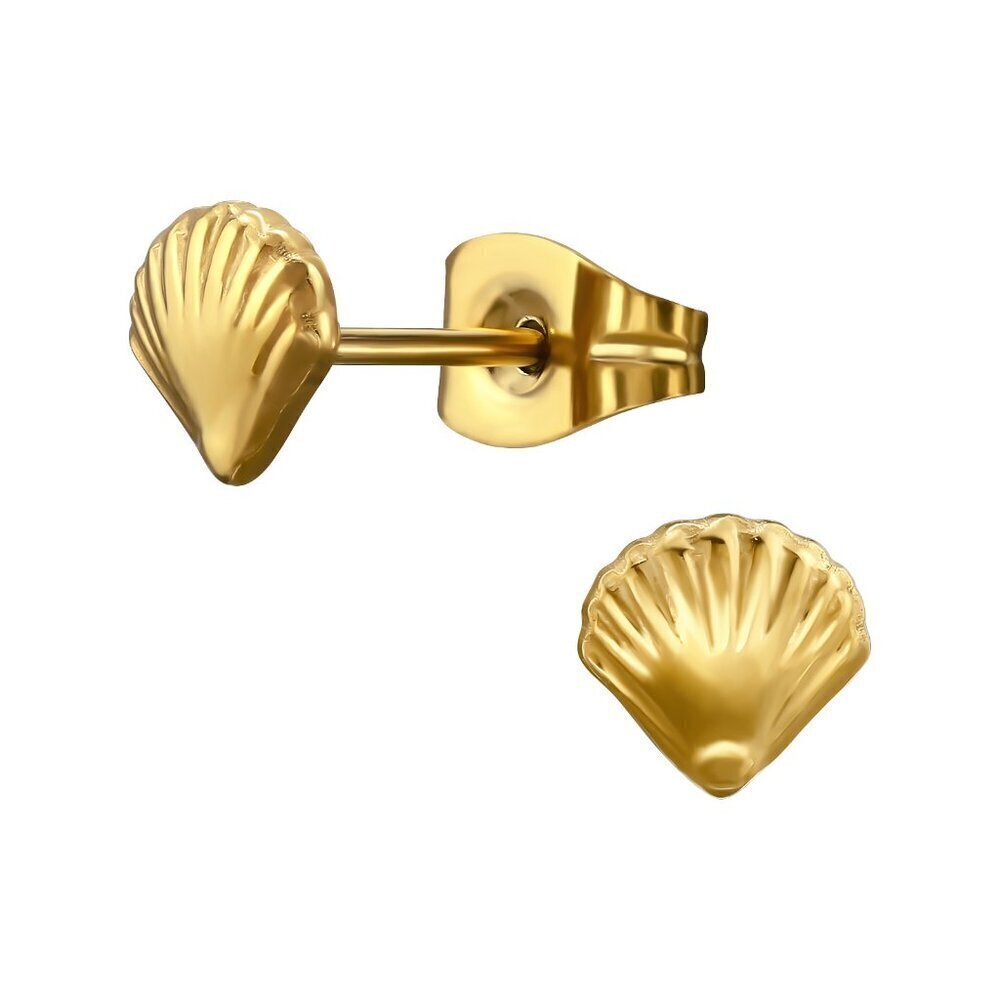 Stainless Steel Gold Seashell Studs – Hypoallergenic